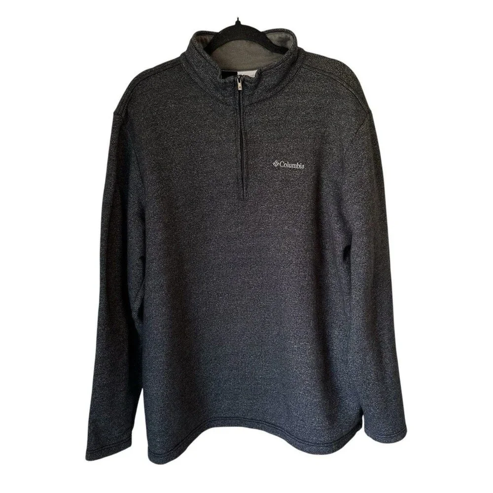 Columbia 1/4 Zip Sweater Dark Gray Knit  Pullover Long Sleeve Mens M